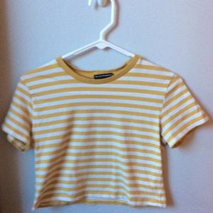 Brandy Melville yellow stripped cropped tee! :)